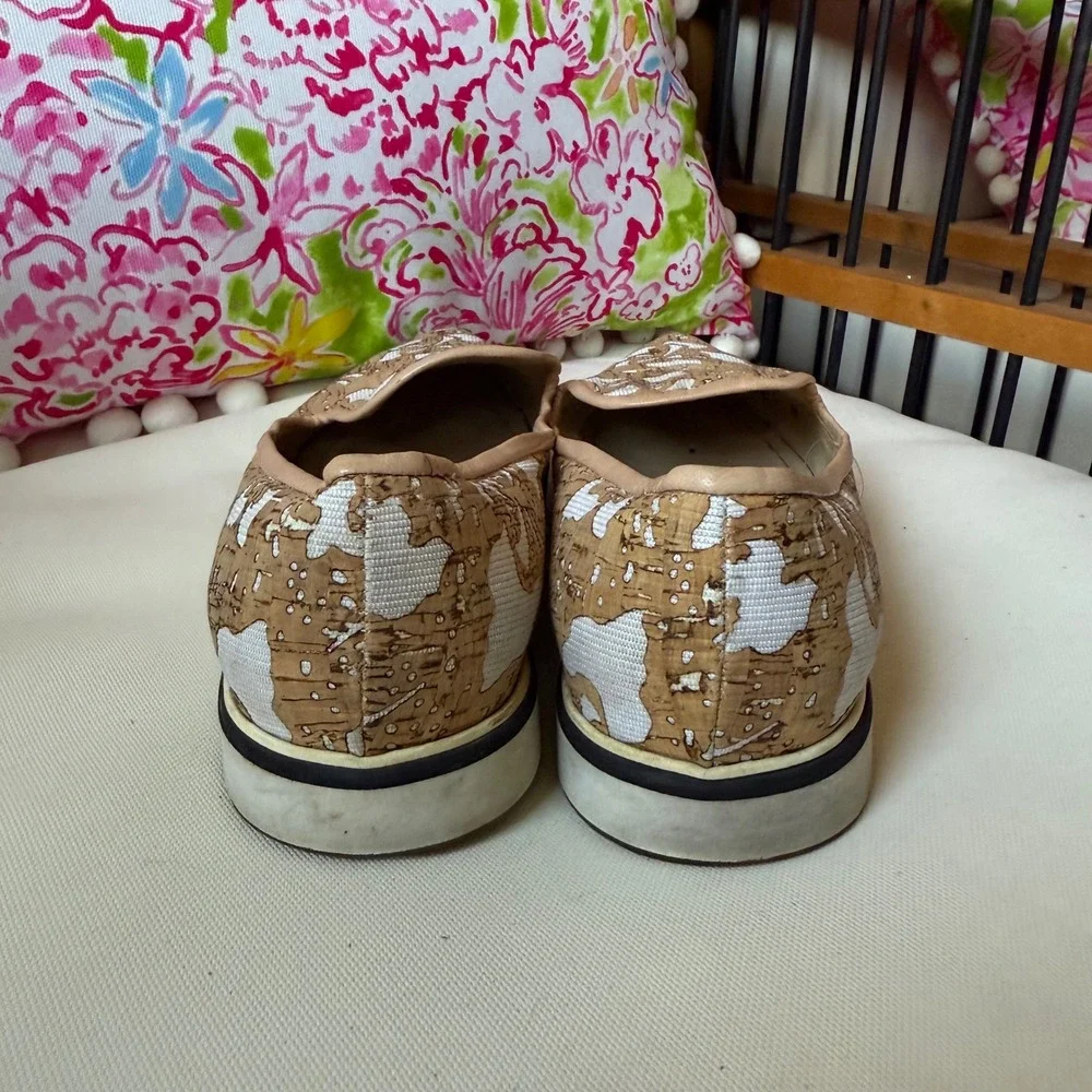 Nicholas Kirkwood floral motif slip on sneakers flats loafers‎ cork canvas sz 37